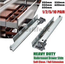 Soft Close Drawer Runners Slider Concealed Undermount Full Extension Runner Rail