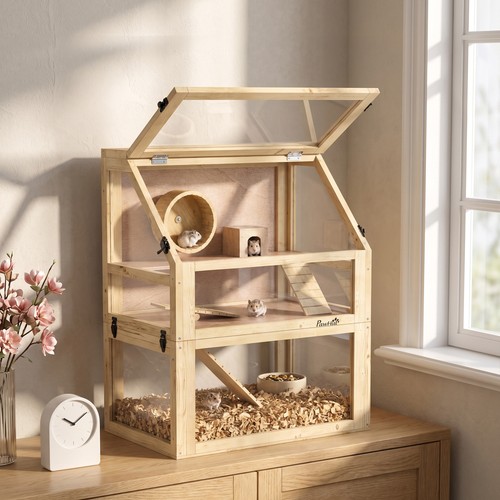 Pawhut wooden hamster cage - hamster,