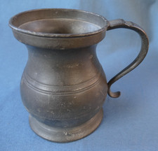 Victorian pot-bellied 1 Pint Pewter Tankard- in very good used condition