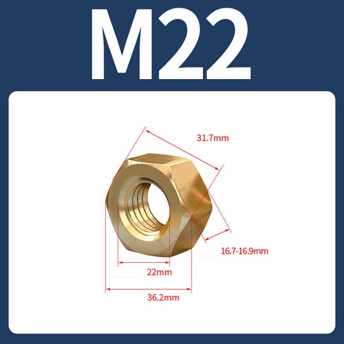Solid brass hexagon full nuts - solid,