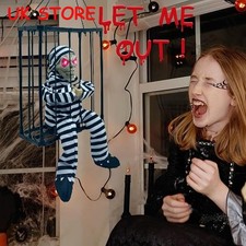 Animated Skull Ghost Hanging  Halloween Decoration Prop Spooky Sound Touch UK