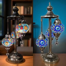 MOROCCAN TURKISH 3 BALL GLASS MOSAIC HANDMADE TABLE LAMP