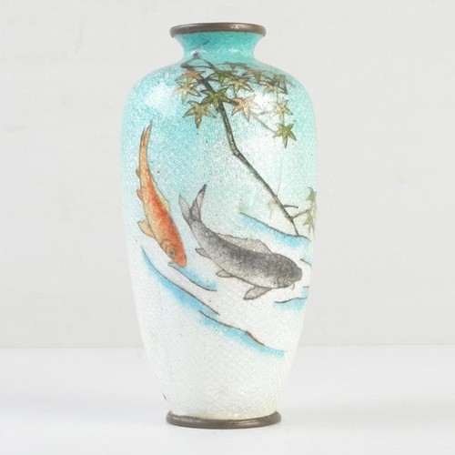 Cloisonne vase swimming - cloisonne,
