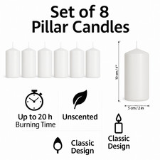 Pack of 8 Pillar Candles 10 x