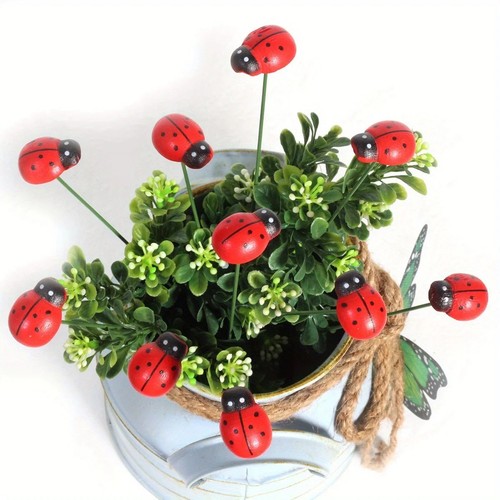 10pc wooden ladybug garden - “10pc,