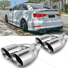3.5" Out Dual Exit Quad Exhaust Tips Polished Stainless Steel For Audi A3 S3 RS3