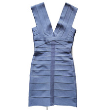 Herve Leger V-Neck Small Slate