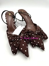 ZARA WOMAN NWT SS25 POLKA DOT PRINT HIGH-HEEL SHOES WITH BOW BROWN 2222/610/202
