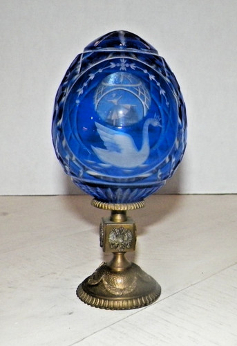 Vtg faberge blue cut clear - faberge,