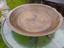 Antique Large Rustic Wooden Turned Dough Fruit Bowl - 17"