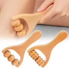 2X Wooden Massage Roller Wood Therapy Body Massager Anti Cellulite Roller Massag