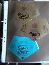 CARLSBERG  BREWERY 3X LARGE WRAP TYPE DANISH BEER LABELS ELEPHANT