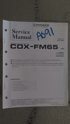 Pioneer cdx fm65 service - cdx-fm65,