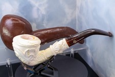 Cleaned- STUNNING CAO Magnum Floral Dublin Estate Block Meerschaum Pipe (CASE