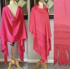 Vintage 1920s Art Deco Silk Stole Stunning Cerise 20s Wrap Shawl Unique Macramé