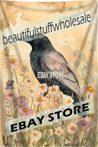 Crow meadow tapestry - meadow,