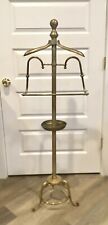 Vtg Brass Gentleman's Butler Dressing Rack Clothing Valet Coin Tray MCM