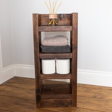 Wooden bathroom floor shelving