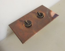 Vintage Brass Light Switch Double Plate Old Antique Toggle Art Deco Copper