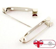 QUALITY 50 BROOCH BACKS bar badge pin 15mm 20mm 25mm 30mm 35mm 40mm SILVER GOLD