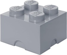 LEGO Storage Brick 4 Knobs GREY Stackable Plastic Storage Box with Lid KIDS