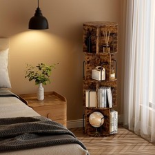 4-Tier 360° Rotating Bookshelf, Floor Standing Revolving Bookcase Storage Rack,