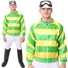 MENS JOCKEY COSTUME HORSE RACING FANCY DRESS GREEN TOP TROUSERS GOGGLES BOOTS