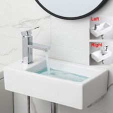 Small Compact Bathroom Cloakroom Hand Wash Basin Sink Ceramic Wall Hung Sinks