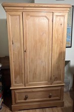 Lovely Characterful Antique Victorian Pine Double Wardrobe, 