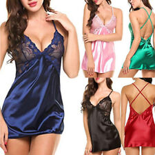 Women Sexy Lace Satin Silk Lingerie Nightie Ladies Babydoll Nightdress Sleepwear