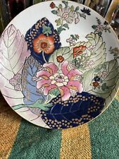 Rare Vintage Mottahedeh Tobacco Leaf Plate Hand Painted Chinoiserie Decor