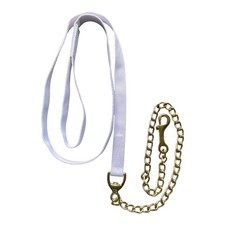 IN HAND LEAD REIN WHITE WEBBING WITH CHAIN 7FT TOTAL LENGTH SHOWING *FREE POST*