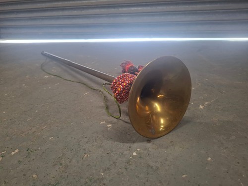 Antique brass hunting horn - antique,