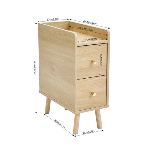 Narrow slim bedside table - narrow,
