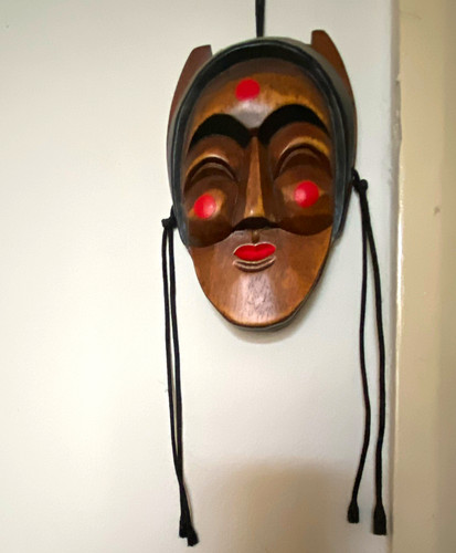 Carved wooden tribal face - carved,