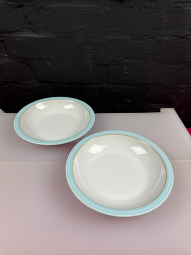 Denby blue linen rimmed soup - rimmed,