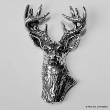 Frontal Proud Stag Head Pewter