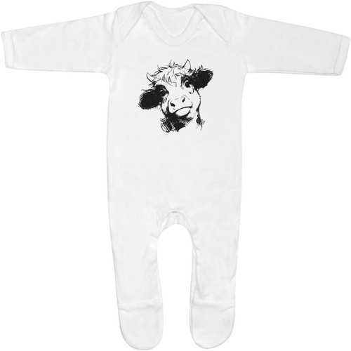 Cow portrait baby sleepsuit - portrait',