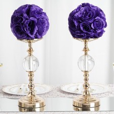 2 PURPLE 7" Silk Roses Flowers