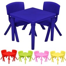 Student Table & Chair Set Plastic Study Set Kids Play Learning Drawing Activity