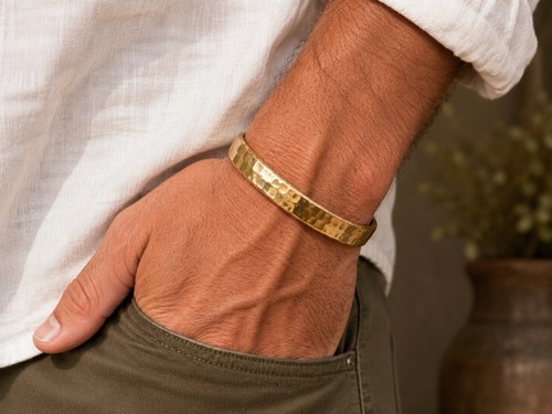 Men gold tone - tone, hammered