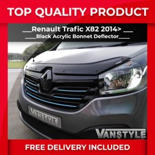 FITS RENAULT TRAFIC 14-22 GLOSS BLACK BONNET DEFLECTOR PROTECTOR NOT BONNET BRA