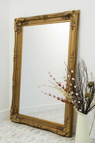 Gold large mirror wall - large, leaner