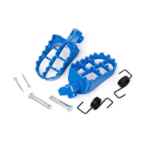 Blue motorcycle foot pegs - foot,