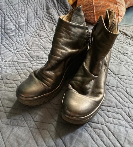 Women black leather - black,