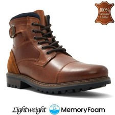 Mens Leather Army Military Combat Lace Up Walking Fashion Ankle Biker Boots Shoe