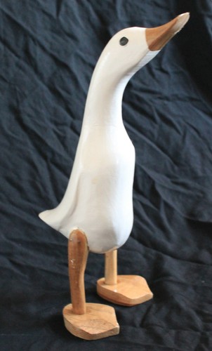 White wooden duck 25cm - wooden, quirky