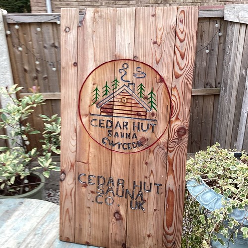 Cedar sauna wooden sign - cedar,