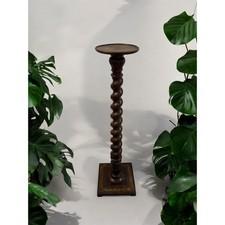 Tall Vintage Barley Twist Wooden Pedestal Plant Stand / Torchéres
