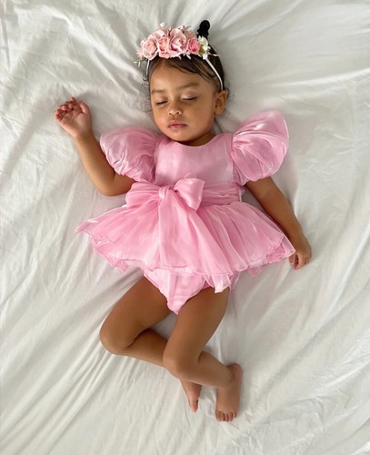 Baby pink satin bow dress - baby,